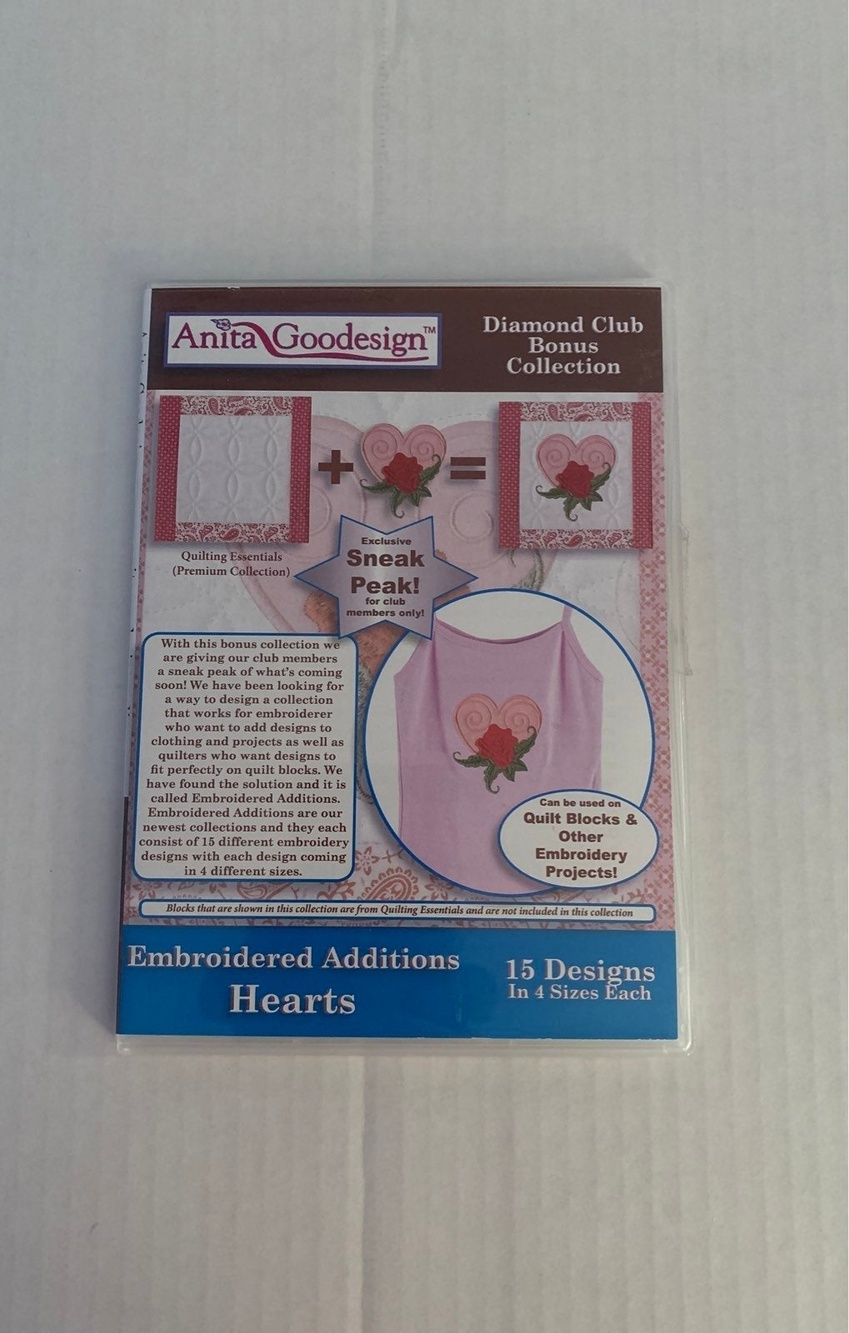 Anita Goodesign Embroidered Additions Hearts CD